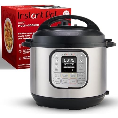 Instant Pot Duo 7-in-1 Electric Pressure Cooker, Slow Cooker, Rice, Steamer, Sauté, Yogurt Maker, Warmer &amp; Sterilizer, Includes App With Over 800 Recipes, Stainless Steel, 6 Quart - plus-checkouts