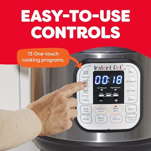Instant Pot Duo 7-in-1 Electric Pressure Cooker, Slow Cooker, Rice, Steamer, Sauté, Yogurt Maker, Warmer &amp; Sterilizer, Includes App With Over 800 Recipes, Stainless Steel, 6 Quart
